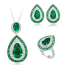 Oriental Energy Blessing for Teardrop New Emerald Diamond Energy Healing Art Jewelry Set