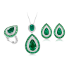 Oriental Energy Blessing for Teardrop New Emerald Diamond Energy Healing Art Jewelry Set