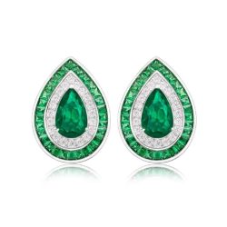 Oriental Energy Blessing for Teardrop New Emerald Diamond Energy Healing Art Jewelry Set