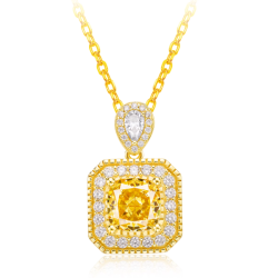 Oriental Energy Blessing for Fancy Square Yellow Diamond Energy Healing Art Jewelry Set