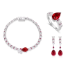 Oriental Energy Blessing for Teardrop Design Ruby Diamond Energy Healing Art Jewelry Set