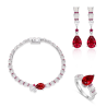 Oriental Energy Blessing for Teardrop Design Ruby Diamond Energy Healing Art Jewelry Set