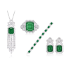 Oriental Energy Blessing for Square Tassel Emerlad Diamond Energy Healing Art Jewelry Set