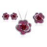 Oriental Energy Blessing for Flower Rose Red Diamond Energy Healing Art Jewelry Set