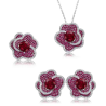 Oriental Energy Blessing for Flower Rose Red Diamond Energy Healing Art Jewelry Set