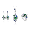 Oriental Energy Blessing for Castle Building Colored Diamond Energy Healing Art Jewelry Set