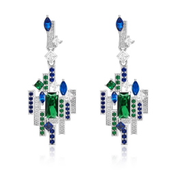 Oriental Energy Blessing for Castle Building Colored Diamond Energy Healing Art Jewelry Set