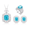 Oriental Energy Blessing for Square Sea Blue Diamond Energy Healing Art Jewelry Set