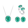 Oriental Energy Blessing for Oval Malachite Diamond Energy Healing Art Jewelry Set