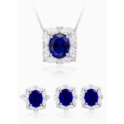 Oriental Energy Blessing for Oval Royal Blue Diamond Energy Healing Art Jewelry Set