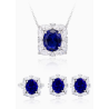 Oriental Energy Blessing for Oval Royal Blue Diamond Energy Healing Art Jewelry Set