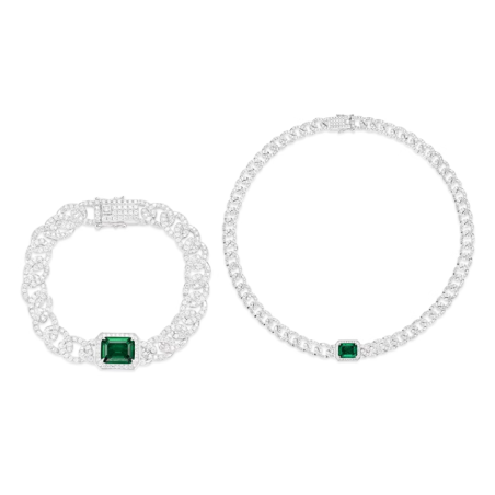 Oriental Energy Blessing for Ins Cuba Emerald Diamond Energy Healing Art Jewelry Set