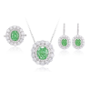 Oriental Energy Blessing for Relax Oval Paraiba Green Diamond Energy Healing Art Jewelry Set