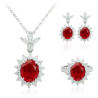 Oriental Energy Blessing for Oval Diana Style Ruby Diamond Energy Healing Art Jewelry Set