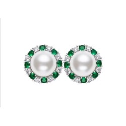 Oriental Pearl Energy Protection of White Round Emerald Energy Heal Pearl Jewelry Set