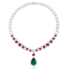 Oriental Gemstone Necklace Energy Protection of Ruby Emerald Pendant Energy Heal Art Jewelry Necklace