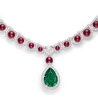 Oriental Gemstone Necklace Energy Protection of Ruby Emerald Pendant Energy Heal Art Jewelry Necklace