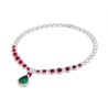 Oriental Gemstone Necklace Energy Protection of Ruby Emerald Pendant Energy Heal Art Jewelry Necklace