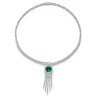 Oriental Gemstone Necklace Energy Protection of Emerald Pendant Tassels Energy Heal Art Jewelry Necklace