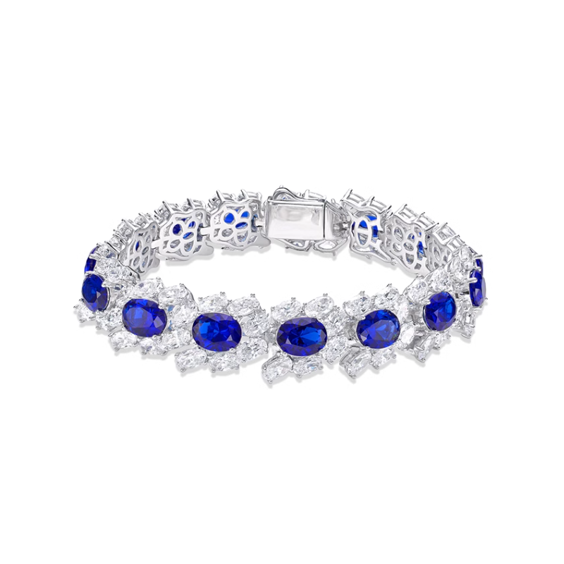 Health & Harmony Bracelet Energy Protection of Oval Sapphire Energy Heal Art Jewelry Bracelet