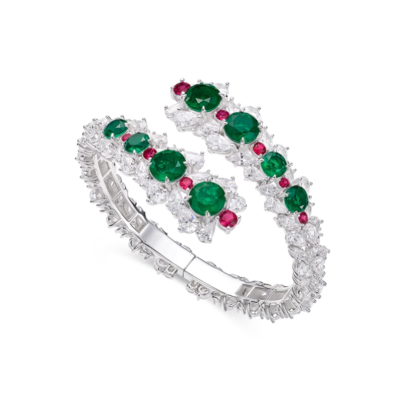 Health & Harmony Bracelet Energy Protection of Round Emerald Red Energy Heal Art Jewelry Bracelet