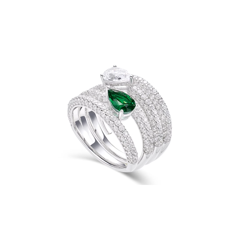 Health & Harmony Rings Energy Protection of Water Drops Emerald White Energy Heal Art Jewelry Ring