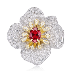 Health & Harmony Rings Energy Protection of Flower Ruby White Energy Heal Art Jewelry Ring