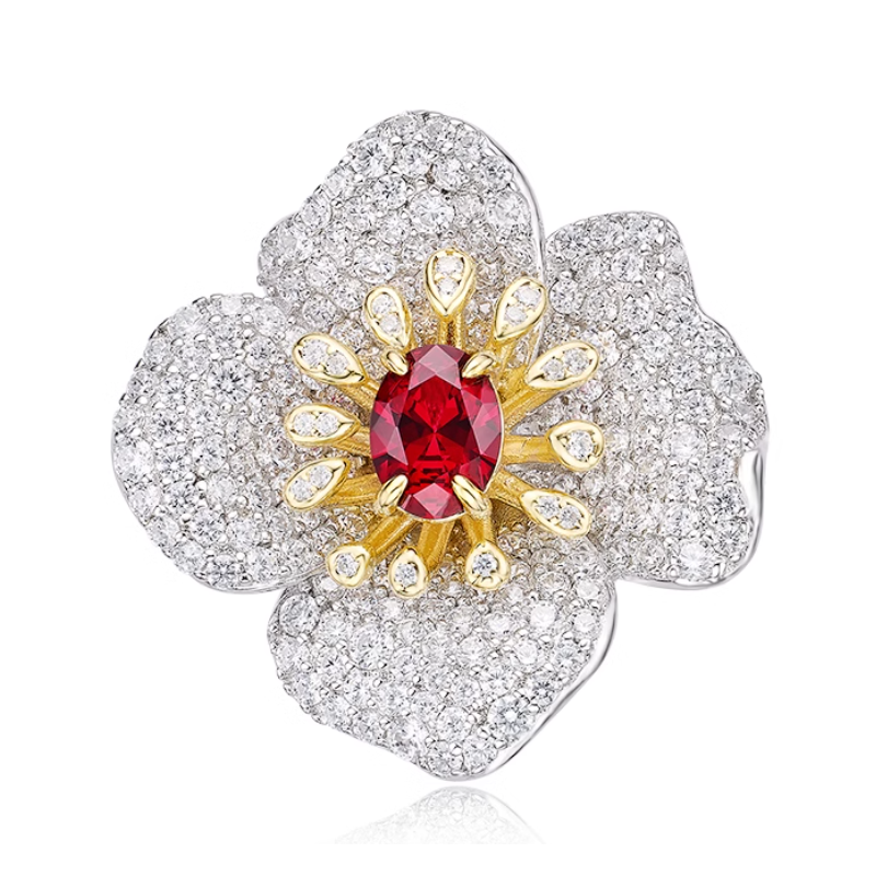 Health & Harmony Rings Energy Protection of Flower Ruby White Energy Heal Art Jewelry Ring