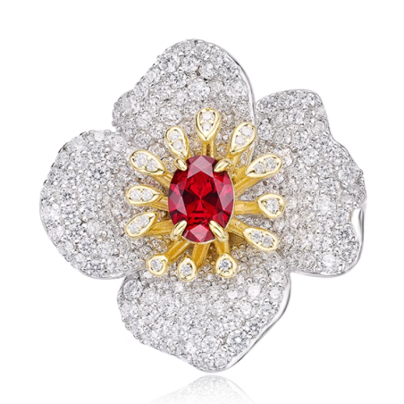 Health & Harmony Rings Energy Protection of Flower Ruby White Energy Heal Art Jewelry Ring