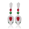 Women's Earring Health & Life Harmony Energy Protection of Snake Ruby Emerald Energy Heal Art Jewelry Earring