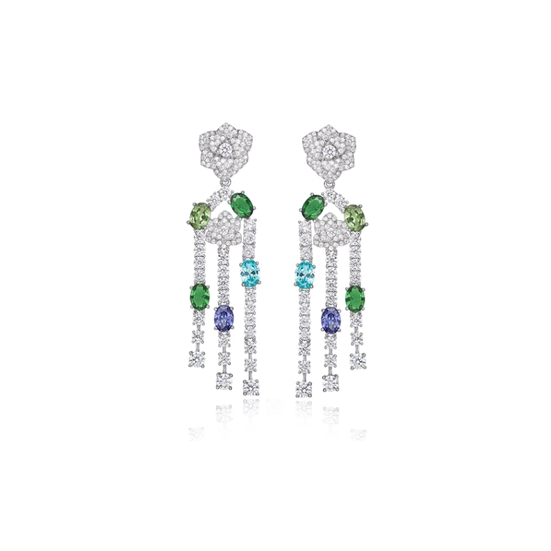 Women's Earring Health & Life Harmony Energy Protection of Rose Tassel Colored Energy Heal Art Jewelry Earring