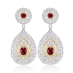 Women's Earring Health & Life Harmony Energy Protection of Italy Design Ruby Energy Heal Art Jewelry Earring