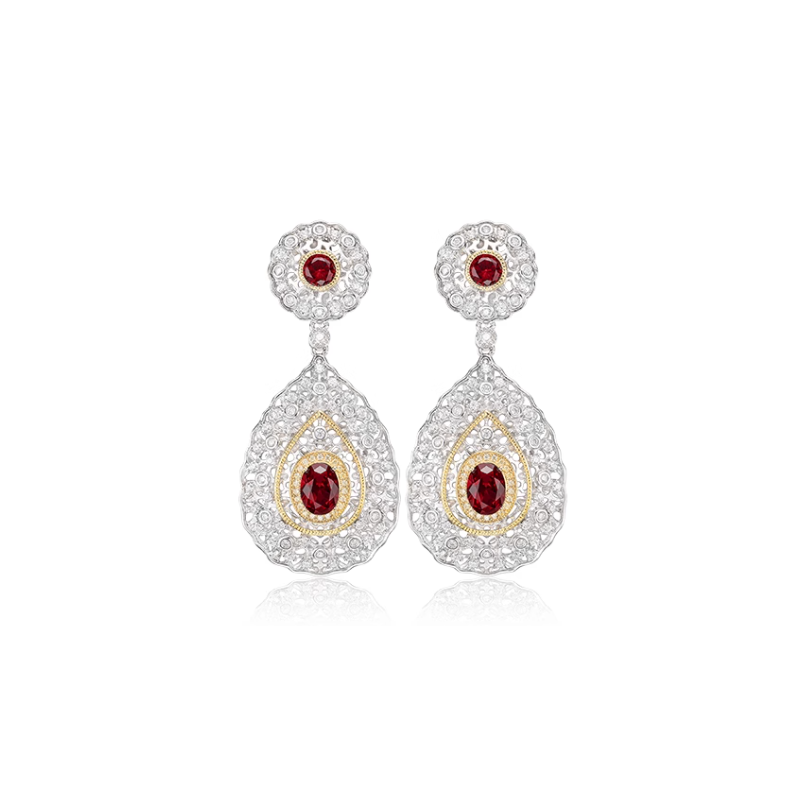 Women's Earring Health & Life Harmony Energy Protection of Italy Design Ruby Energy Heal Art Jewelry Earring