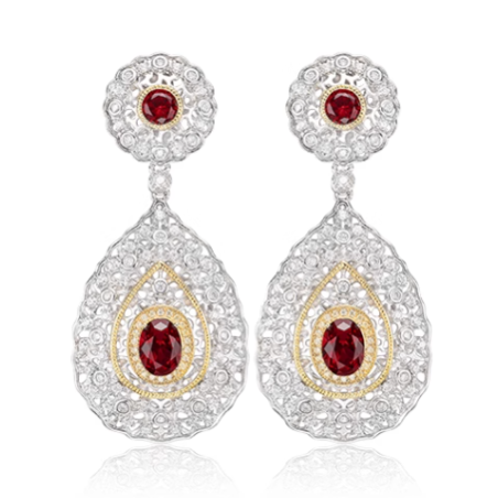 Women's Earring Health & Life Harmony Energy Protection of Italy Design Ruby Energy Heal Art Jewelry Earring