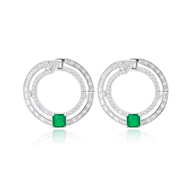 Women's Earring Health & Life Harmony Energy Protection of Ins Round Emerald Energy Heal Art Jewelry Earring