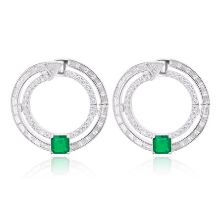 Women's Earring Health & Life Harmony Energy Protection of Ins Round Emerald Energy Heal Art Jewelry Earring