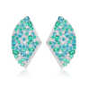 Women's Earring Health & Life Harmony Energy Protection of Fan Shape Paraiba Green Energy Heal Art Jewelry Earring