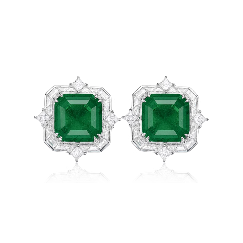 Women's Earring Health & Life Harmony Energy Protection of Square Emerald Energy Heal Art Jewelry Earring