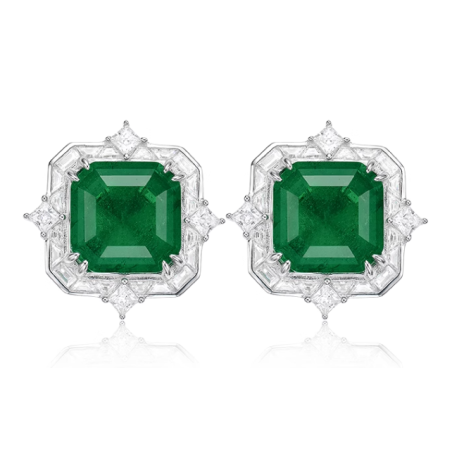 Women's Earring Health & Life Harmony Energy Protection of Square Emerald Energy Heal Art Jewelry Earring