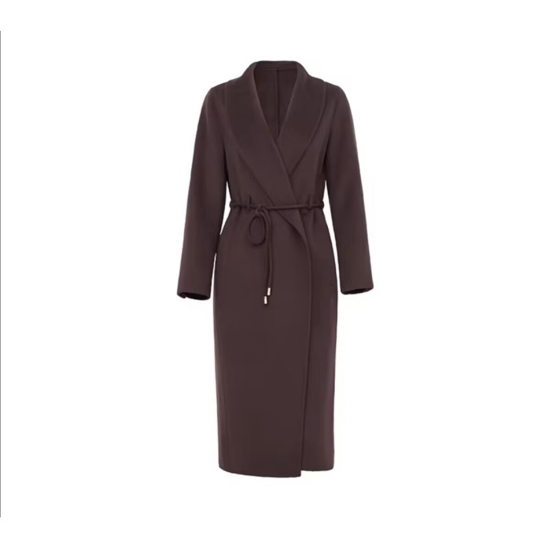 Stylish Water Ripples Silk Lapel Wool Coat Online for Women Sale