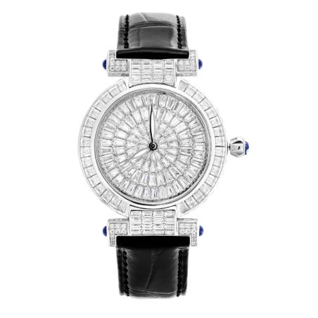 Health & Life Harmony Diamond Watch Energy Protection of Round Diamond Black Leather Energy Healing Watch