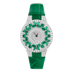 Health & Life Harmony Diamond Watch Energy Protection of Round Diamond Green Leather Energy Healing Watch