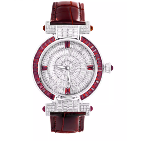 Health & Life Harmony Diamond Watch Energy Protection of Round Diamond Ancora Red Leather Energy Healing Watch