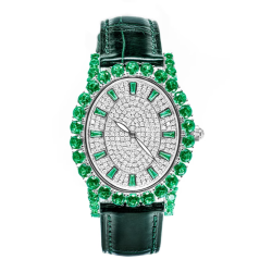 Health & Life Harmony Diamond Watch Energy Protection of Oval Emerald Diamond Energy Healing Watch