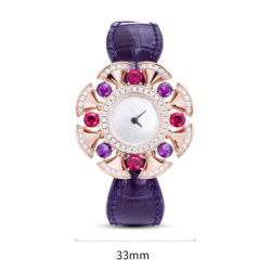 Health & Life Harmony Diamond Watch Energy Protection of Colored Gems Purple Crocodile Leather Energy Healing Watch