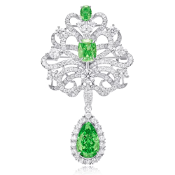 Beauty & Life Harmony Breastpin Energy Protection of Designer Paraiba Green Gem Energy Heal Art Breastpin