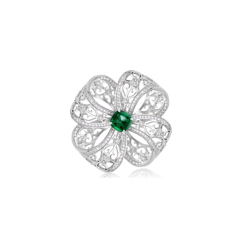 Beauty & Life Harmony Breastpin Energy Protection of Flower Emerald Gem Energy Heal Art Breastpin