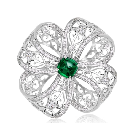 Beauty & Life Harmony Breastpin Energy Protection of Flower Emerald Gem Energy Heal Art Breastpin