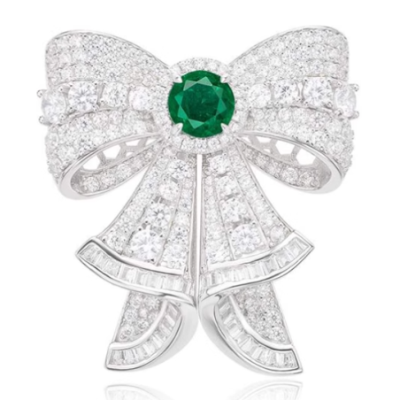 Beauty & Life Harmony Breastpin Energy Protection of Bowknot Emerald Gem Energy Heal Art Breastpin