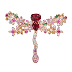 Beauty & Life Harmony Breastpin Energy Protection of Dragonfly Colored Gem Energy Heal Art Breastpin